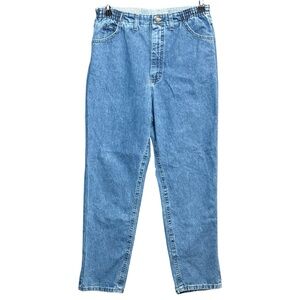 Vintage 80's Lee Mom Jeans Elastic Waist High Rise Bareback Waist 32" Inseam 27
